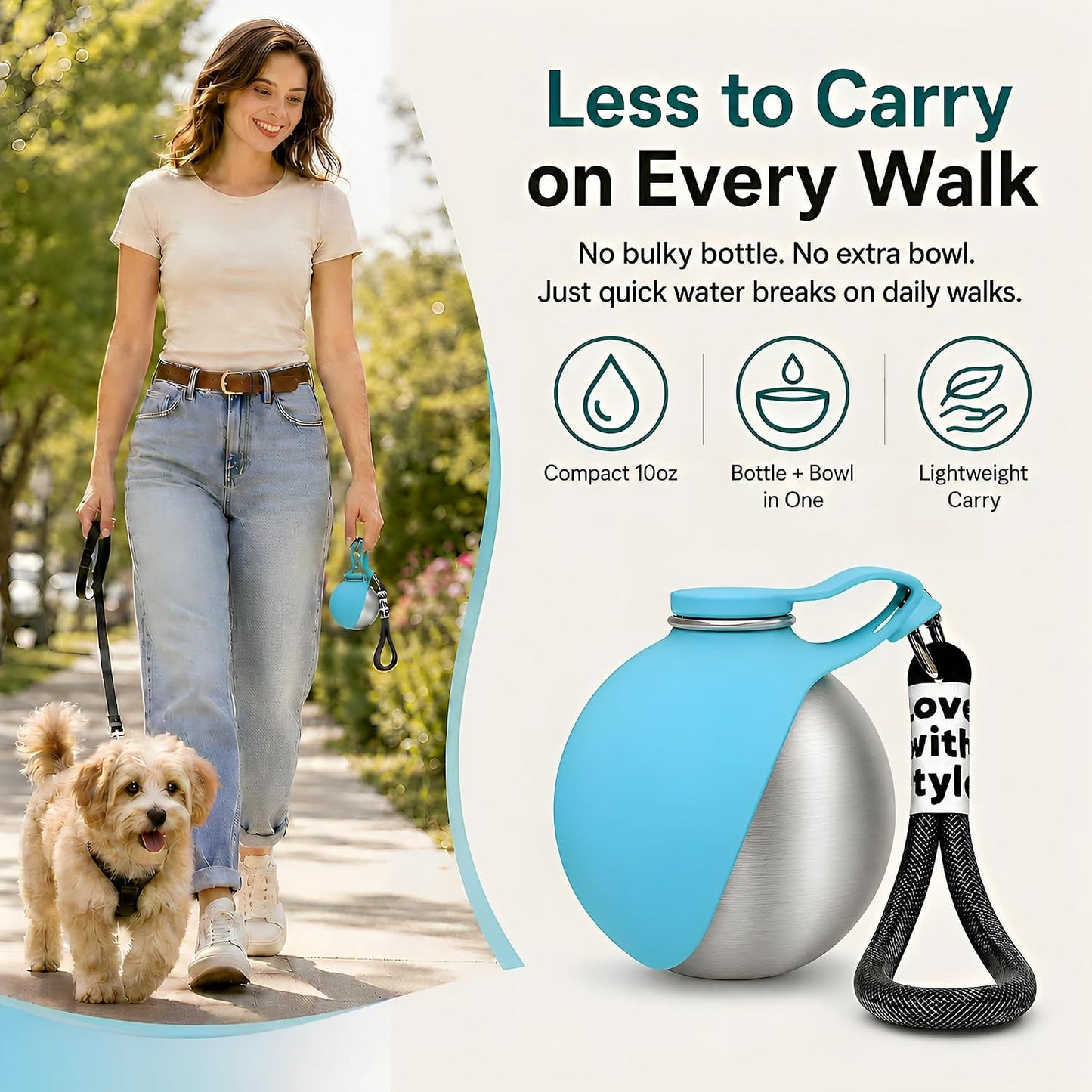 Portable Dog Water Bottle & Bowl (2-In-1)