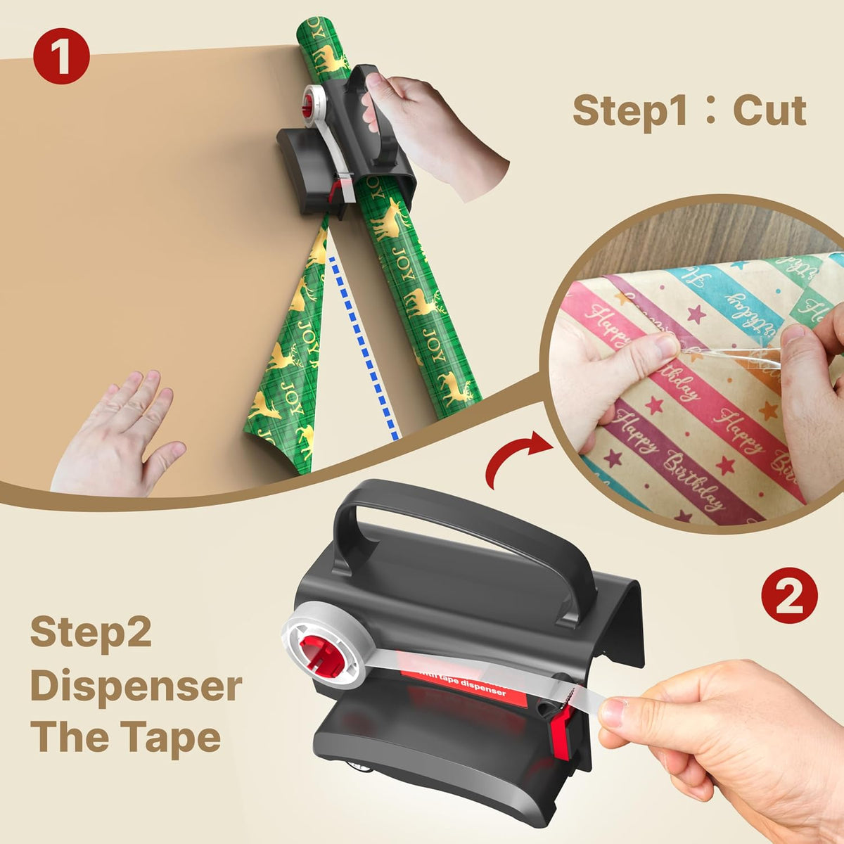 Wheel Wrapping Paper Cutter (2 Pack) 