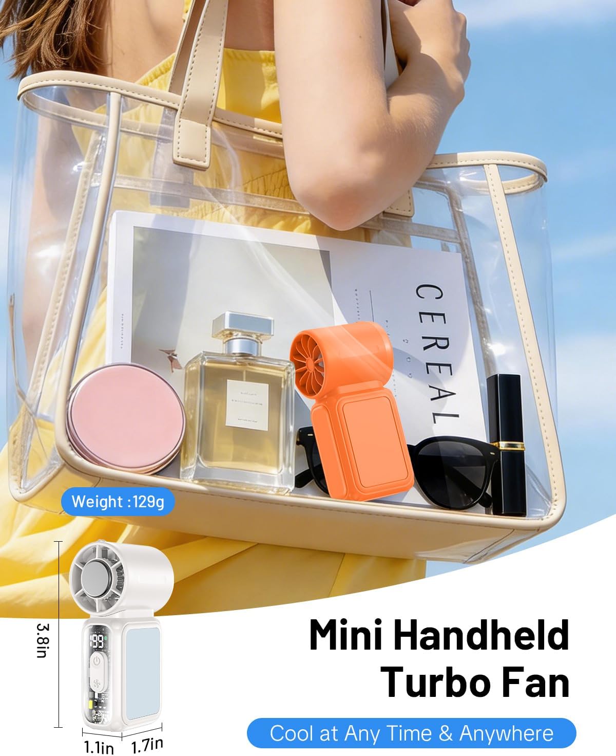 Handheld Fan With Mirror (High-Speed)