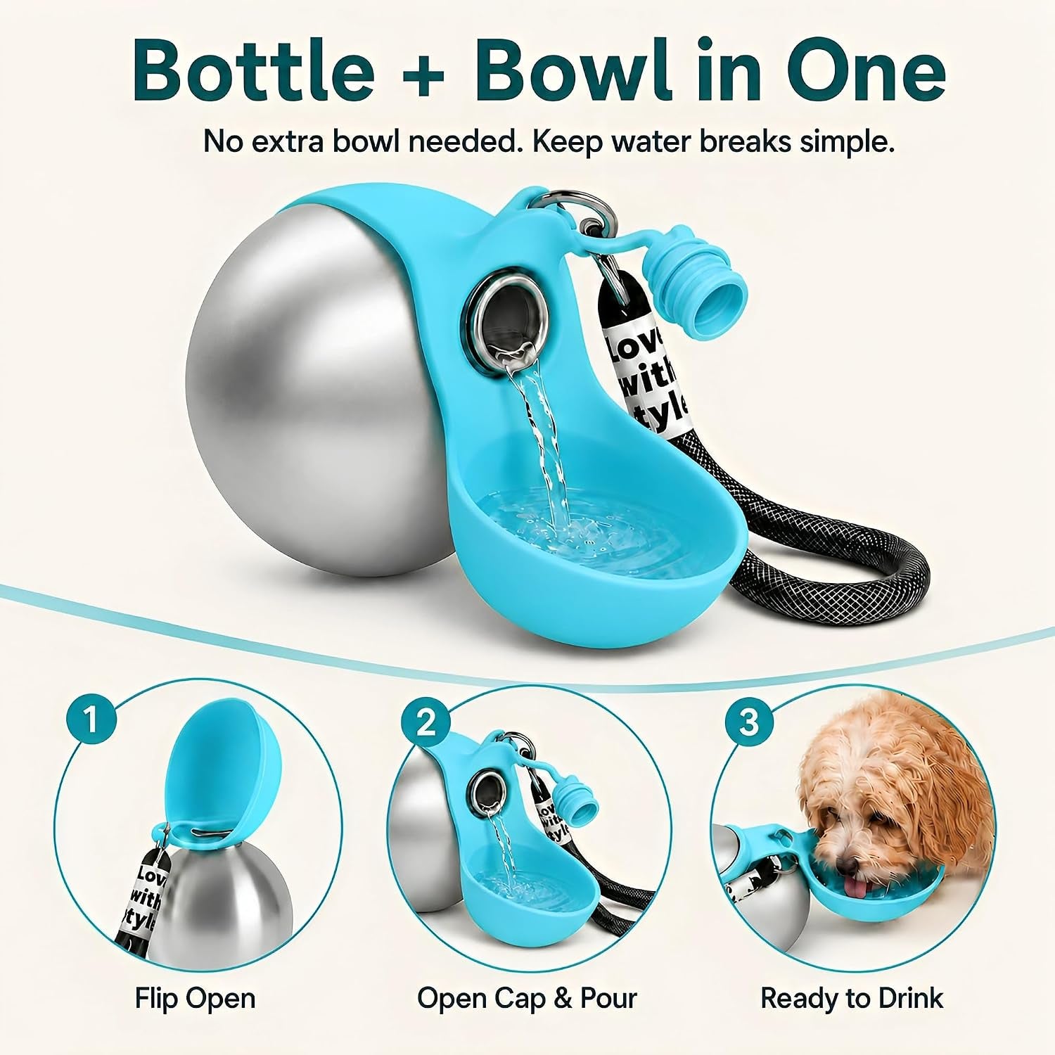 Portable Dog Water Bottle & Bowl (2-In-1)