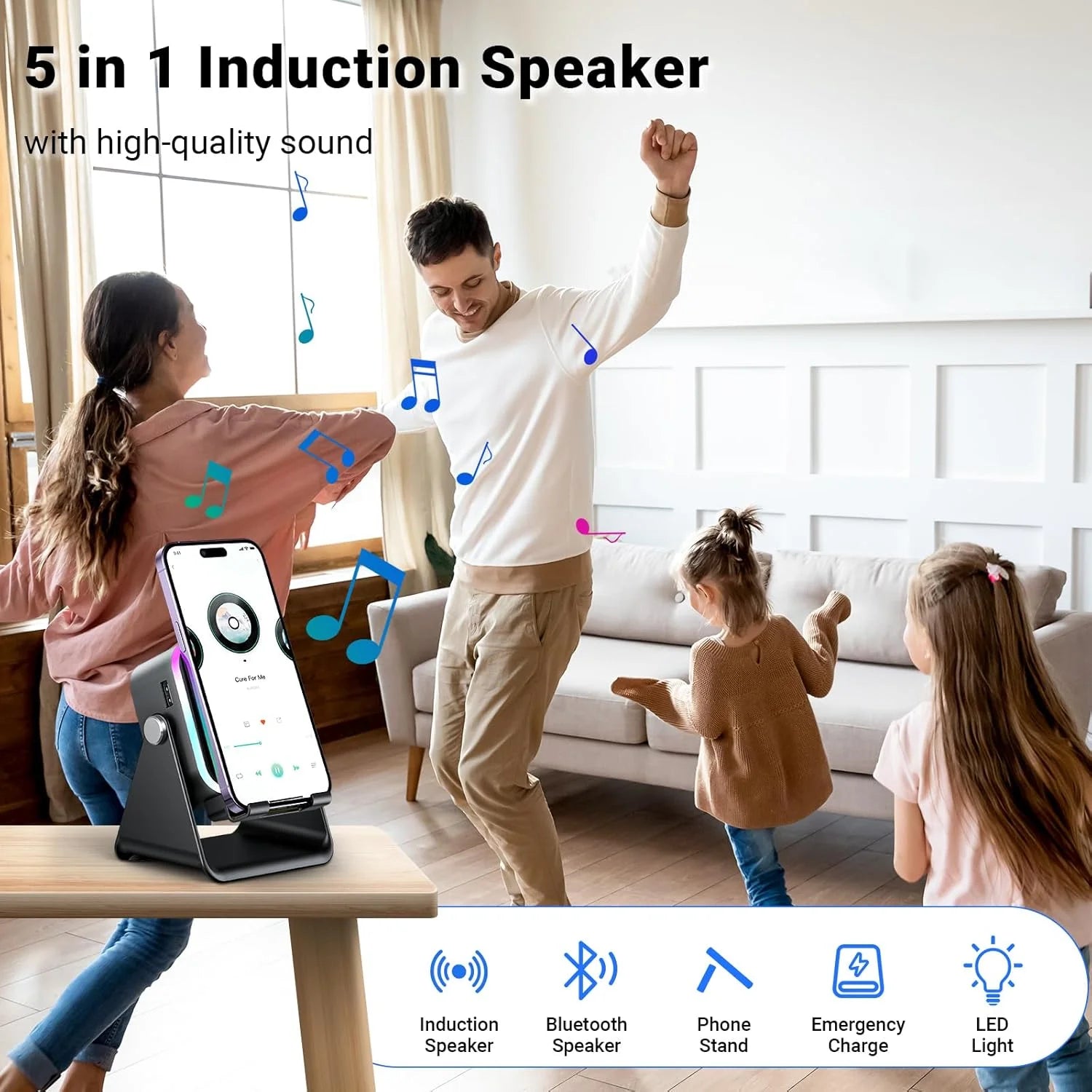 Wireless Induction Bluetooth Speaker (5-In-1 )