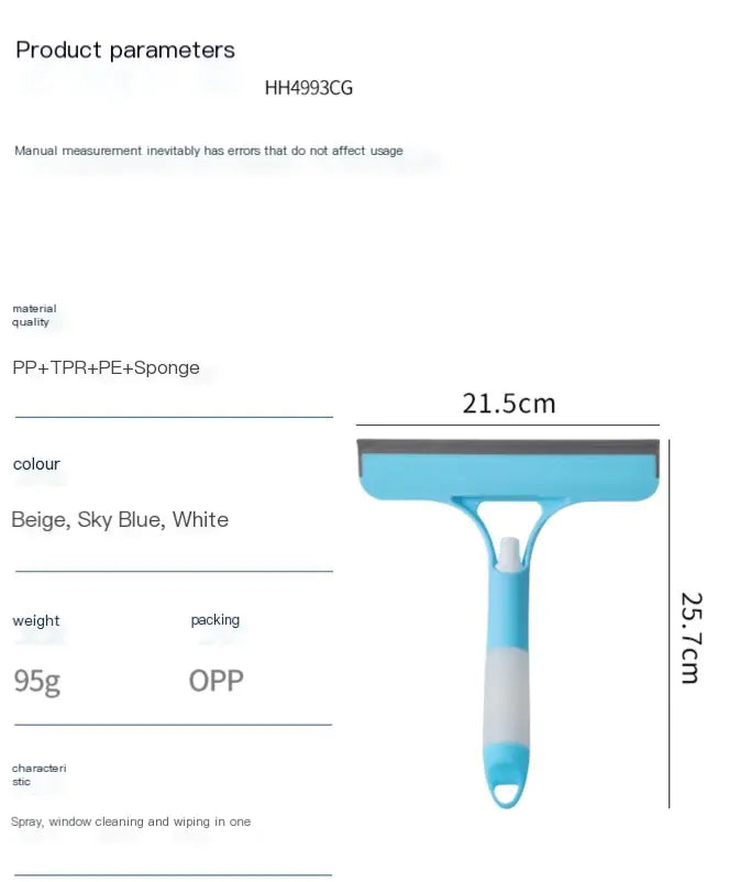 Window Cleaning Scraper (3-In-1 With Spray)