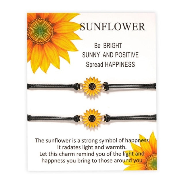 Sunflower Charms Braided Bracelet